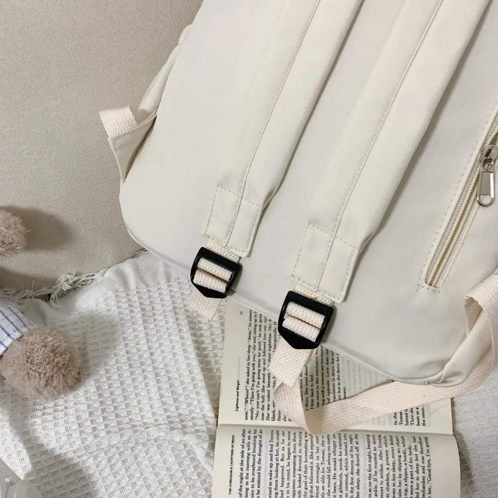 Fashion School Bag Solid Color Student Backpack Durable Large Capacity Bag Daily Use