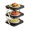 Plate Storage Rack Three-Tier Foldable Kitchen Organizer with Open Access Design Space-Saving Collapsible Food Display Rack for Parties And Buffets