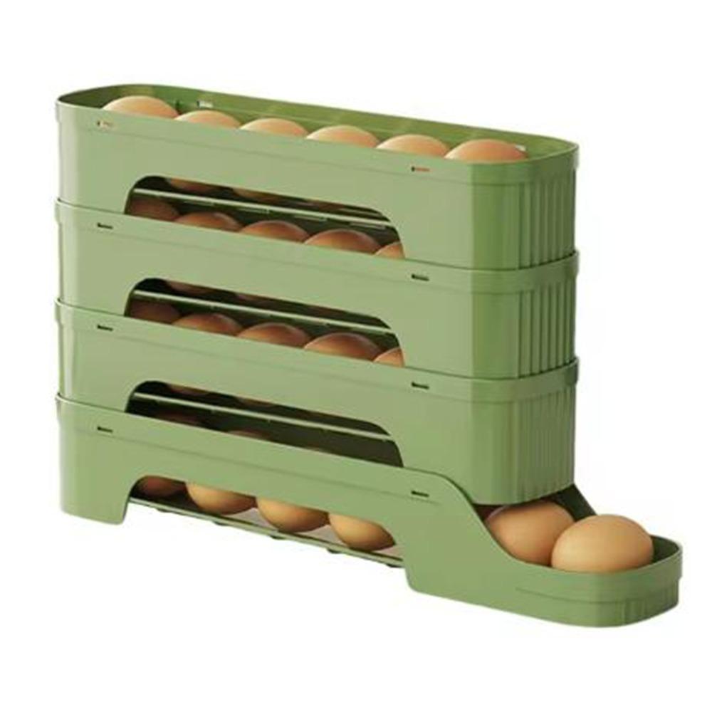 Large Capacity Auto Rolling Egg Organizer Plastic Egg Storage Box Portable Egg Roller Rack  Kitchen
