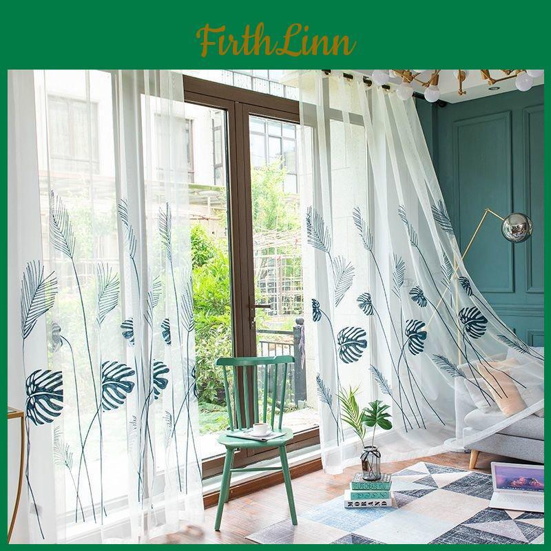 Curtains Dining Room Living For Bedroom Embroidery Solid Beige White Tulle Sheer Window Modern Voile Organza Fabric Drapes