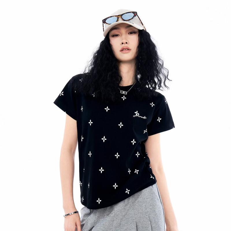 ICH MODE Women s All-Over Print Star Cross Slim Fit Round Neck T-Shirt L серый