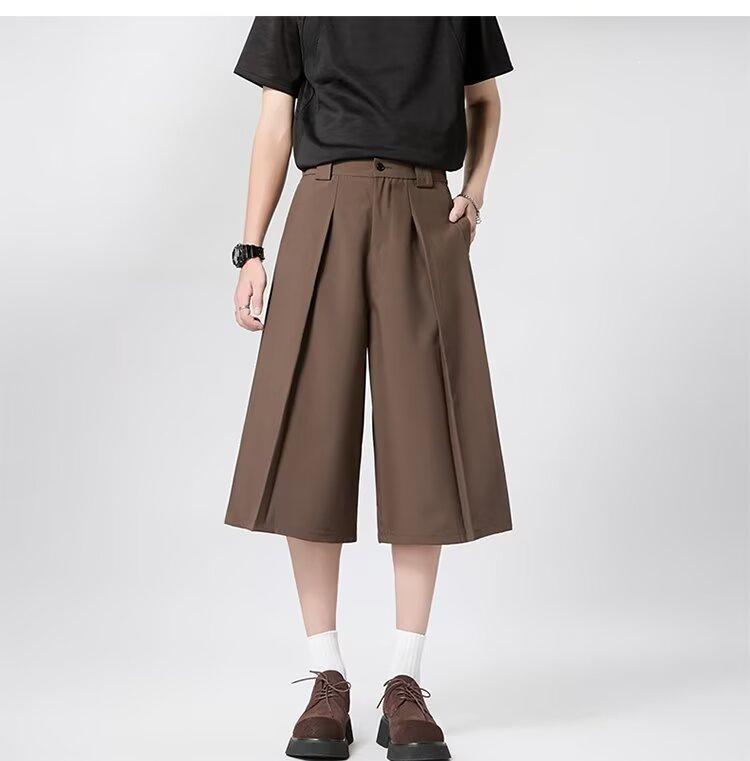 New Trend, Spring and Summer Casual Pants Men's Solid Color Simple Fashion High Waist Thin Wide Leg Suit Pants Lazy Ins