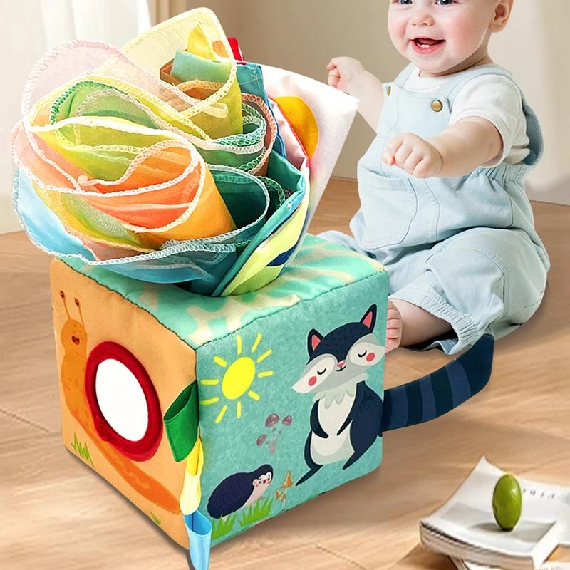 Baby Montessori Toy Magic Tissue Box Cotton Educational Learning Activity Sensory Toy For Kids Finger Exercising Busy Board Game