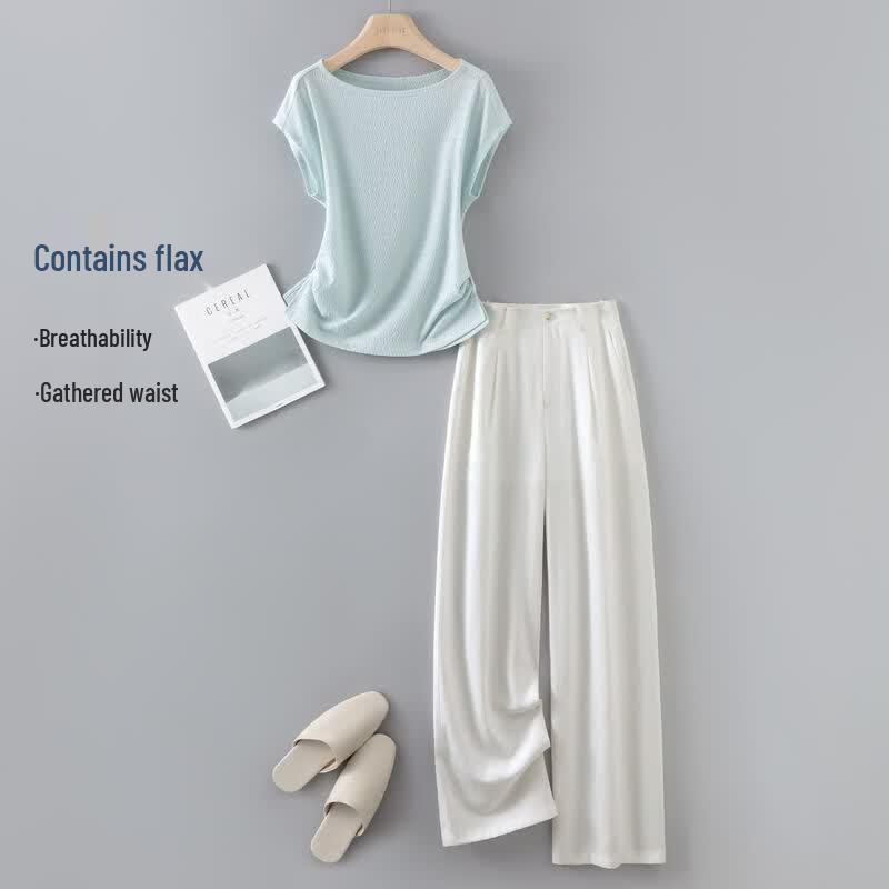 IHIMI Women s Linen-Blend T-Shirt & Pants Set S