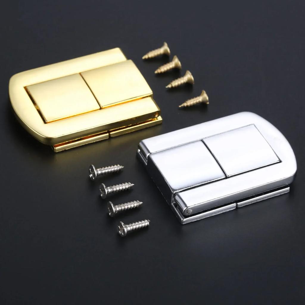1Pc 43x32mm Zinc Alloy Antique Square Buckle Lock Wooden Wine Gift Box Lock Buckle jewelry Box Latch Clasps with Screws Hardware