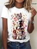 Cute Cat Print Round Neck T-Shirt. Casual Short-Sleeve Tee. Suitable for Spring And Summer. Women'S Clothing