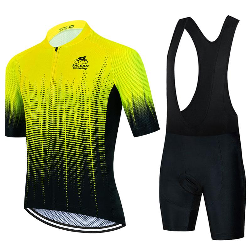 

2025 Summer Cycling Jersey Set Men Fluorescent Color Short Sleeve Cycling Clothing Mountain Bike Wear Ropa Ciclismo Uniform 5XL