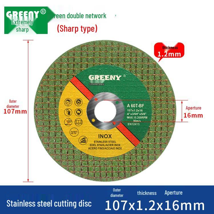 Ultra-Thin GREENY Sharp Double Mesh Cutting and Grinding Disc, 107*1.2mm for Stainless Steel