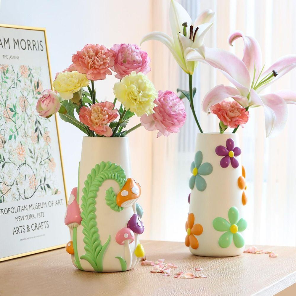Synthetic Resins Mushrooms Vase Aesthetic Mushrooms Planter  Flower Arrangement