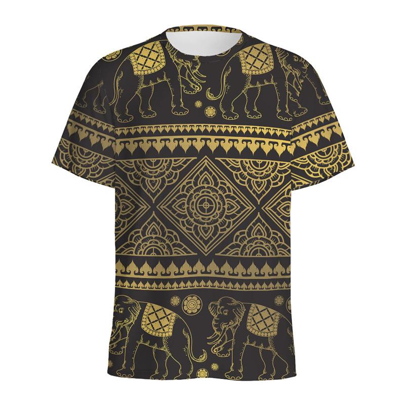 Summer Ethnic Elephant 3D Print T-Shirts Streetwear Men FashionCasual Oversized O-Neck Short Sleeved T Shirt Tees Tops Clothing