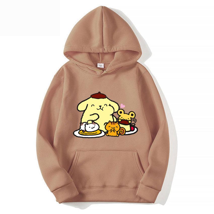 2025 new fashion Men's and women's hooded sweatshirts Purin cartoon fluffy sweater couple's yellow sportswear spring autumn