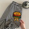 Boys Spring Autumn Cartoon Fries Print Sweatpants Striped Casual Joggers