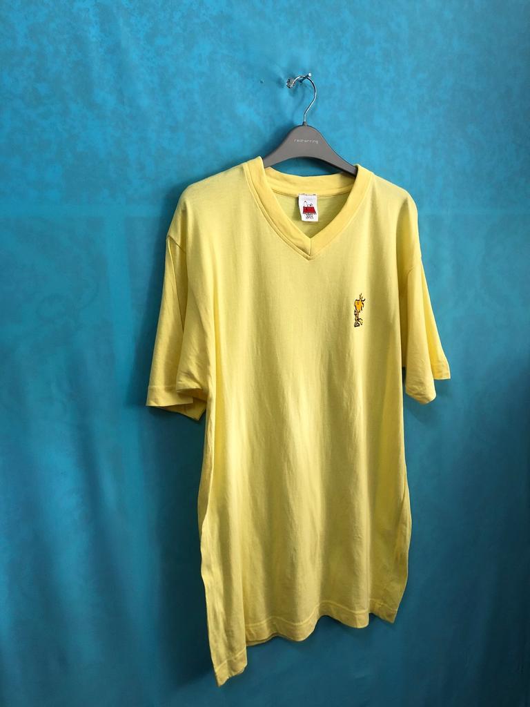 RARE!! VTG snoopy peanuts woodstock embroidery v neck cool edition large #1012