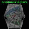 CHENXI Men's Triangle Skeleton Mechanical Watch Unique Design Water Resistant Luminous Stainless Steel/Black Leather Strap Business Watches