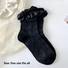 Breathable Lolita Stockings Black White JK Mid-calf Socks Lace-trimmed Stockings  For Women Girls