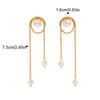 Yori Exquisite Pearl Smooth Stainless Steel Snake Chain Tassel Stud Earrings Gold Color Charm Basic Fashion Jewelry New