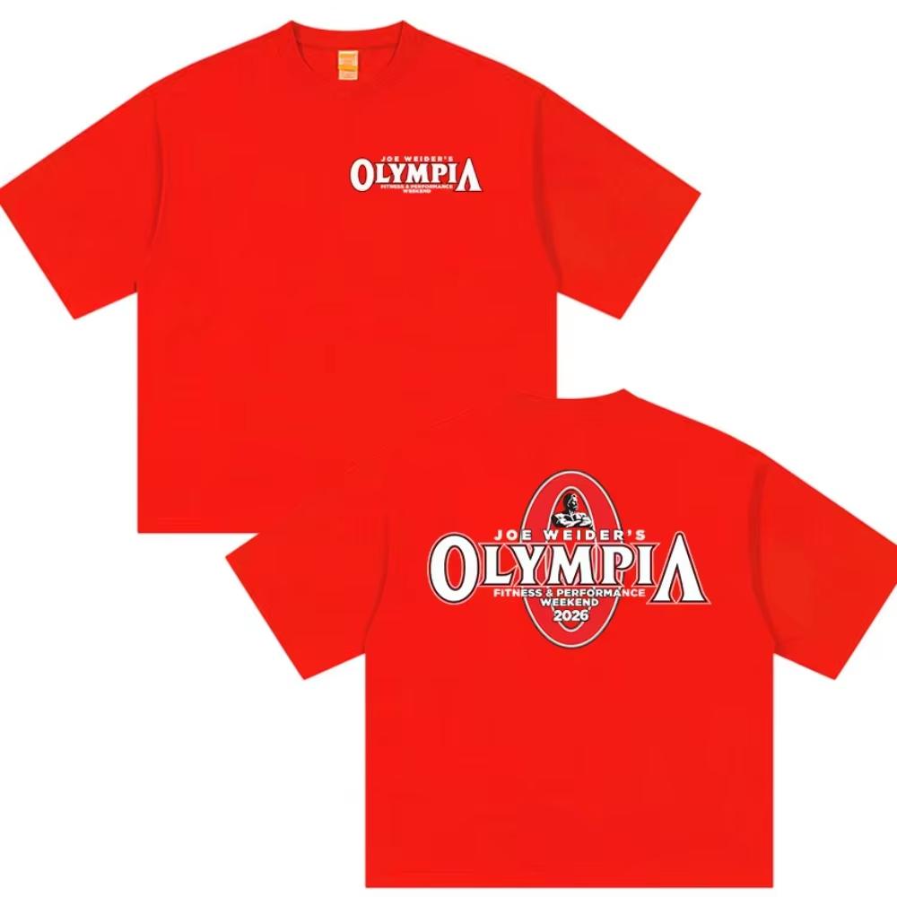 Olympia Gym Fitness 2026 Logo Printed T Shirts Man Fans Gym O-Neck Short Sleeve T-shirts Women Vintage Oversized Cotton Tees