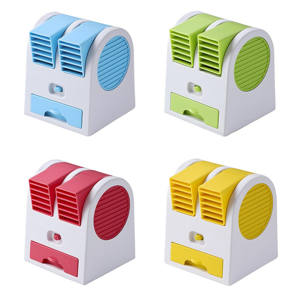 Mini Enfriador de Aire de Escritorio USB Doble Puerto Ventilador de Refrigeración Potente Portátil Hogar Oficina Dormitorio Estudiante Silencioso Recargable Pequeño Mesa F
