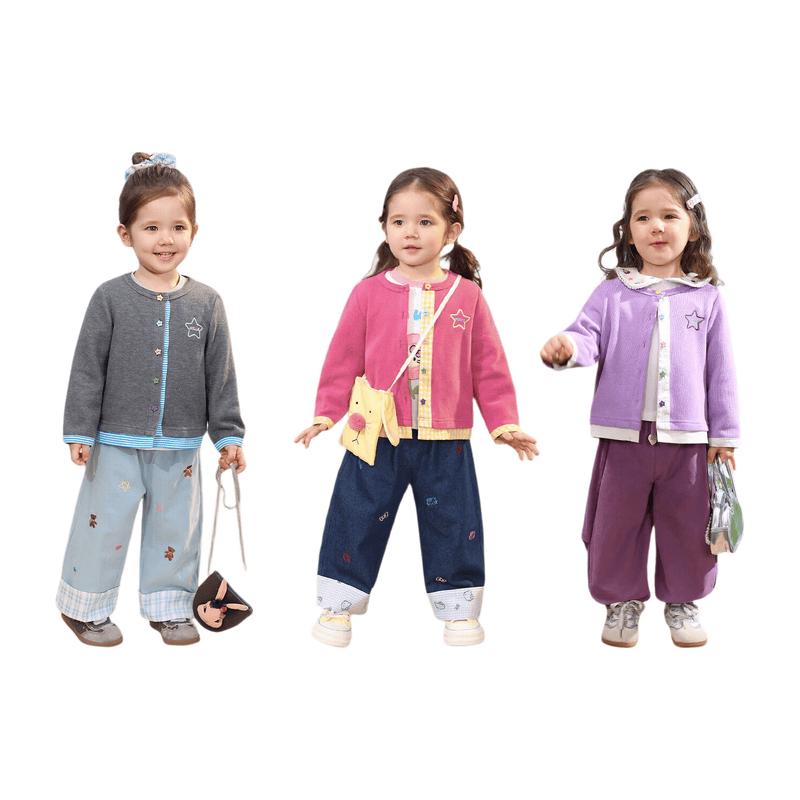 LUSON Baby Girls Color Block Knit Cardigan 100
