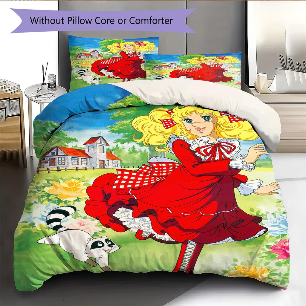 Anime Pattern Bedding Quilt Set Quilt Cover Pillowcase Home Decoration Birthday Gift (1 * duvet cover + 2 * pillowcase, without core)