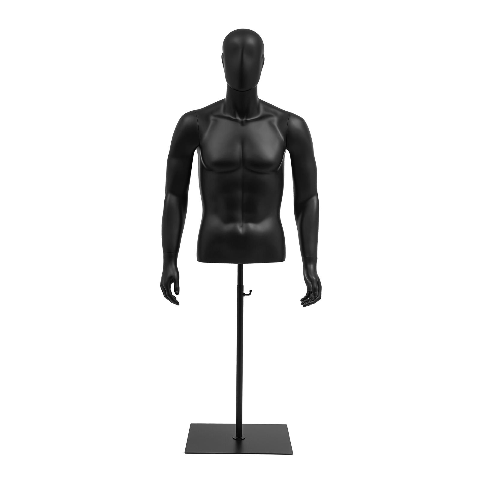 

Male Mannequin Torso Dress Form 47-78 Inch Height Adjustable Detachable Arms Sewing Model, Display Stand with Metal Base, Black United States
