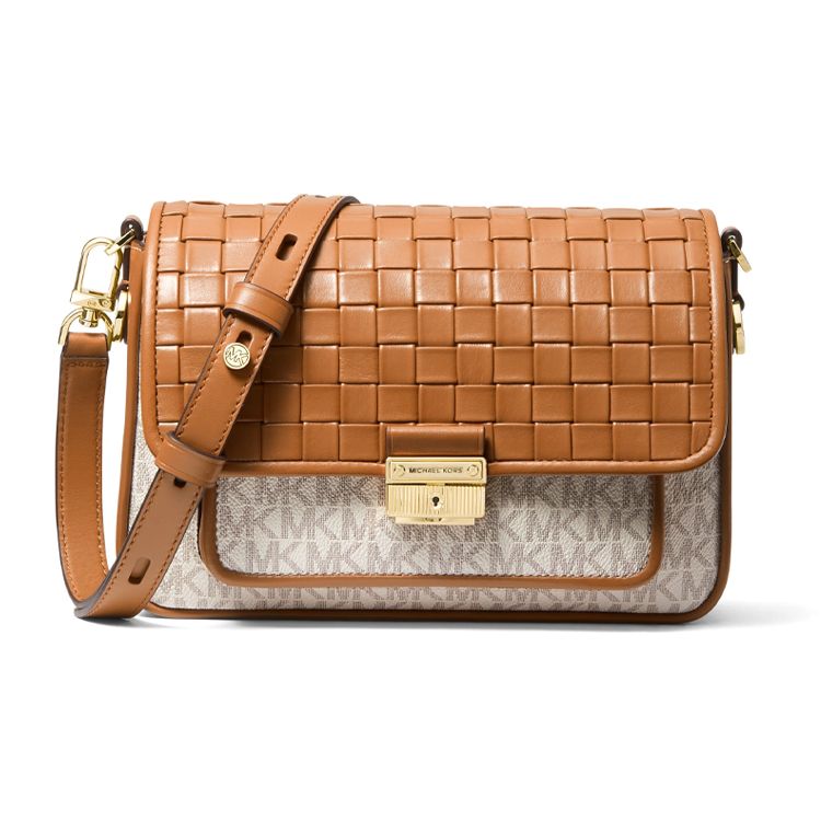 

Michael Kors MK Bradshaw Monogram Vintage Color Block Woven Leather Camera Bag Women shoulder bag Brown 30S1G2BM2V-149 Basic Set (Bag+Dust Bag)