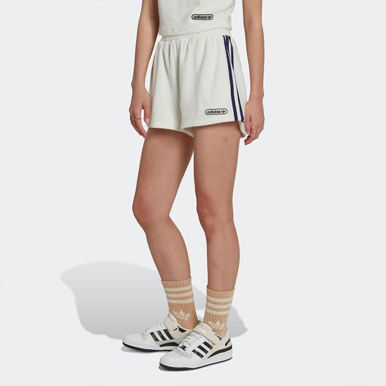 Adidas Originals Logo Embroidered High-Waisted Shorts Women shorts White HL6583