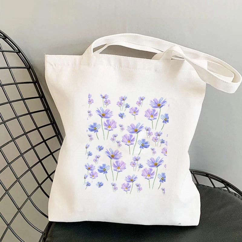 Floral Print Causal Canvas Bag Harajuku Women Shoulder Bags  Female Tote Handbag Large Capacity Shopper Handbag Fashion Handbags