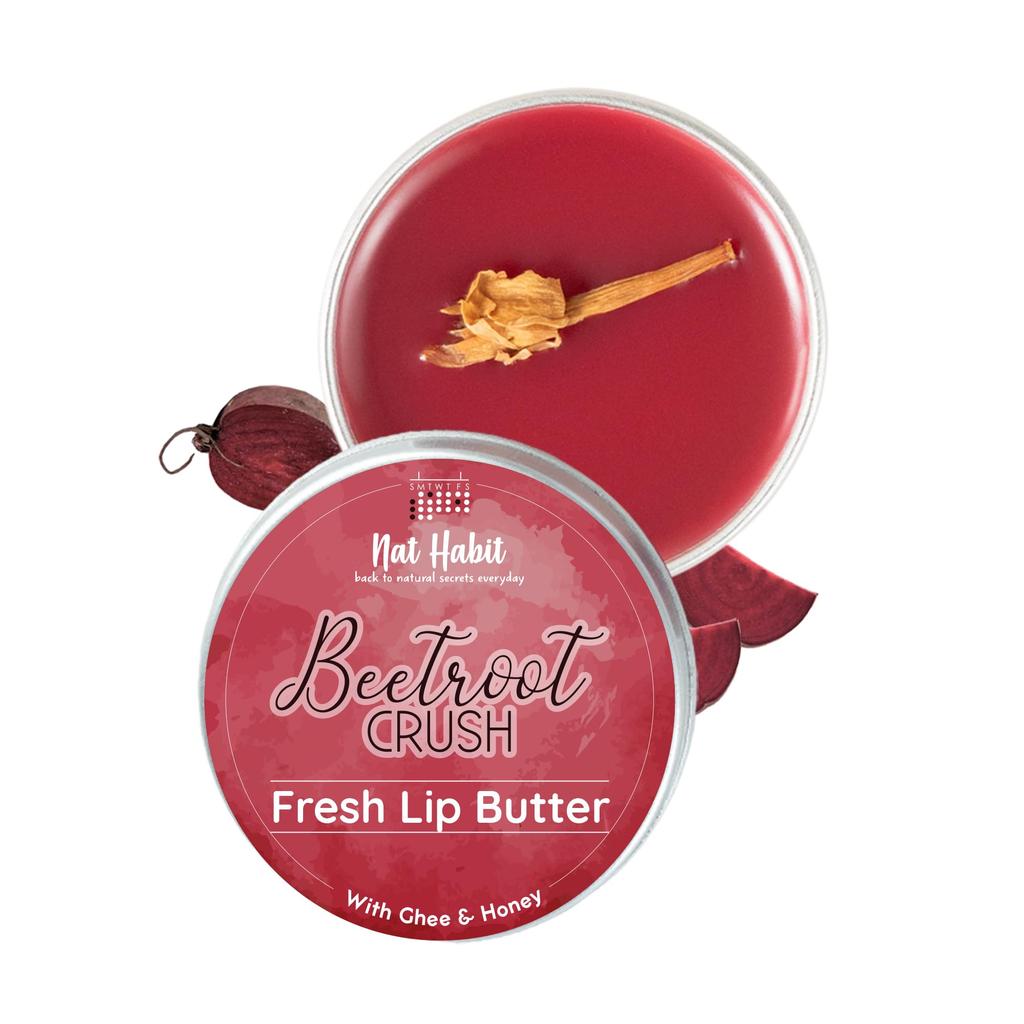 Nat Habit Lip Balm Fresh Beetroot Crush 10gm Lip Butter For Natural Pink Lips and Nat Habit - Fresh Ready To Apply Henna Paste (Pack of 3 x 220g)