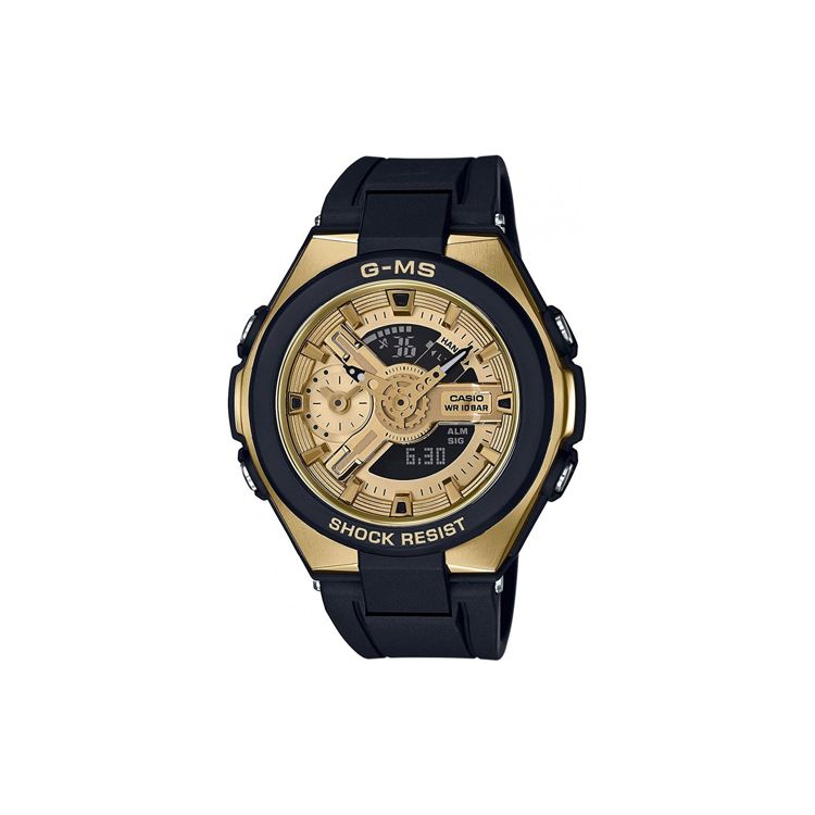 Casio Baby-G Series Solar Fashion Waterproof Watch Gold Bezel Women watches MSG-400G-1A2JF Black Gold Watch Case