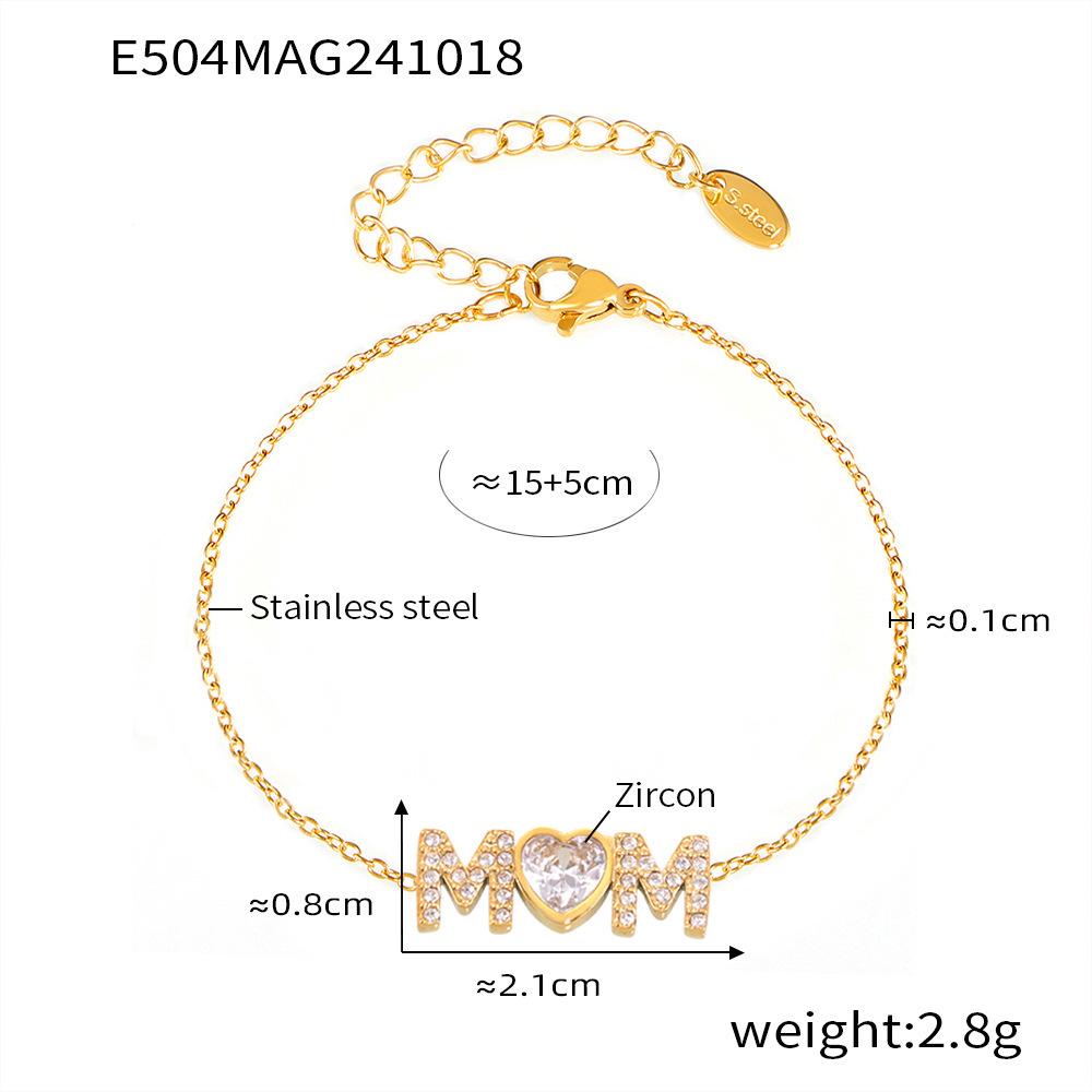 Qiong Yao Elegant Love Bracelet: Cubic Zirconia MAM Letter on 18K Gold-Plated Titanium Steel