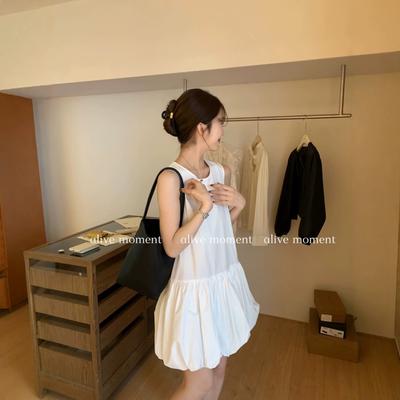 White Sleeveless Vest Dress Women's Summer Gentle Wind Temperament Skirt Small Loose Bud Short Skirt