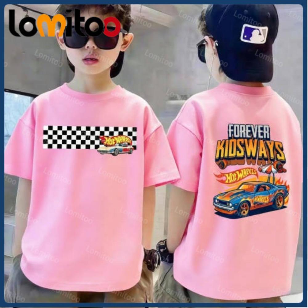 Fashionable and Casual Cute Cartoon Car Short Sleeved T-shirt for Boys and Girls