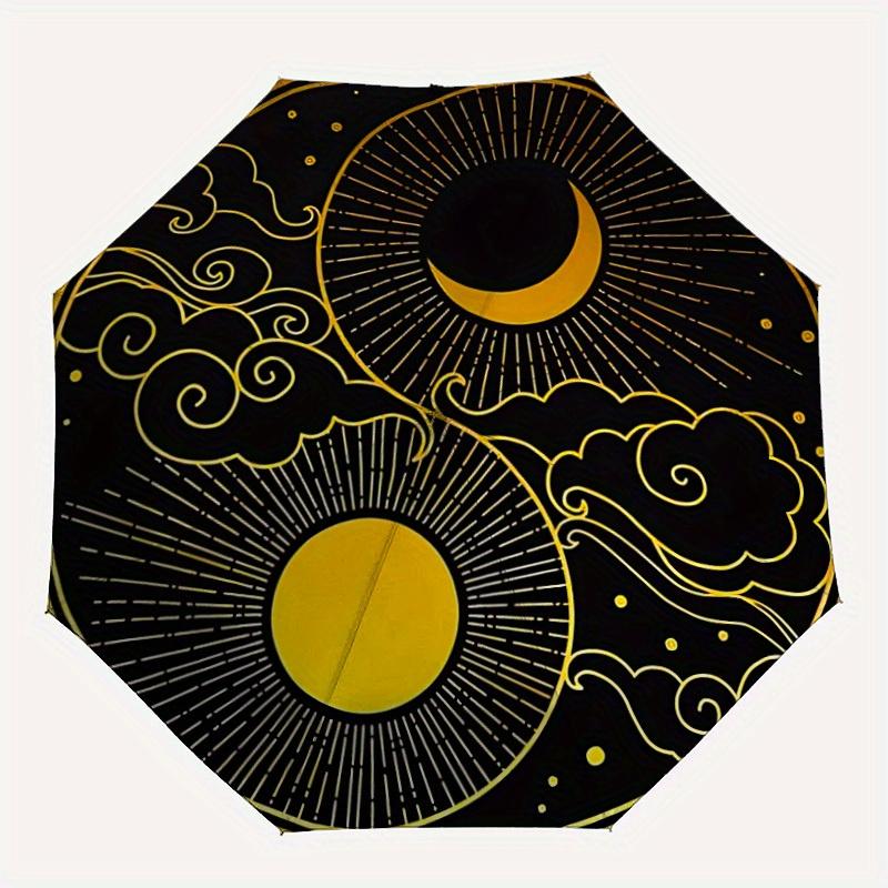 1pc Sun Moon Yin Yang Automatic Open/Close Umbrella, Portable Folding umbrella for Everyday Use yy250826043