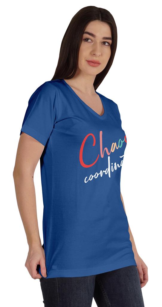Inkmeso V-Neck Chaos Coordination Tshirt Tops For Mom Graphic Print Women