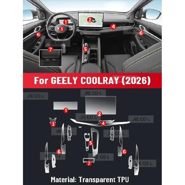 For GEELY COOLRAY 2026 Car interior Protection Central Control Screen Transparent TPU Navigation Anti Scratch GPS Film