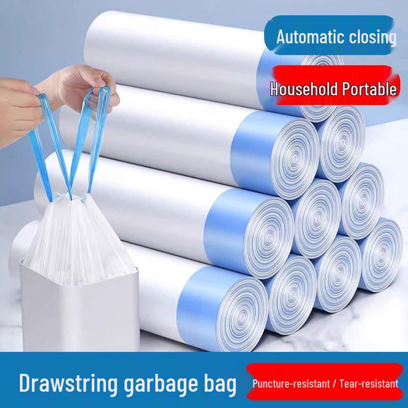 Large White Kitchen Trash Bags with Drawstring Handles - Thick, Disposable Plastic for Home Use