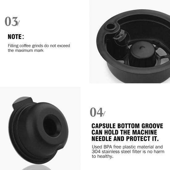 Reusable Coffee Capsules for Bosch Tassimo 60/180ML Refillable Espresso Pods