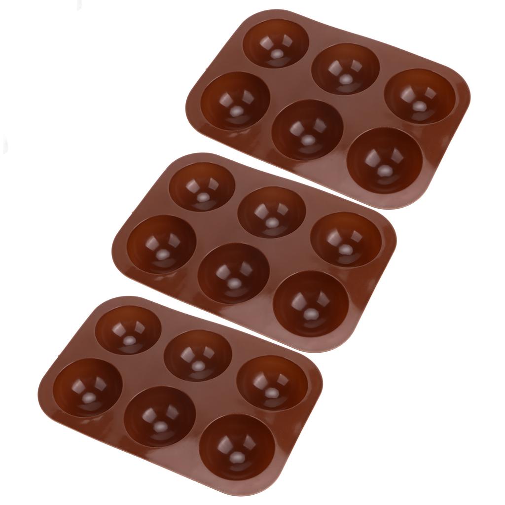 3 Pcs 6 Holes Silicone Baking Mold Semi Sphere Chocolate Bombs Mold for Cake Pudding