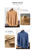 Suéter Masculino de Cashmere de Gola Alta com Fio Duplo - Grosso, Manga Longa, Tamanho Grande, Tricô de Cor Pura