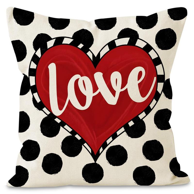 Valentine'S Day Plaid Print Home Decor Pillowcase Bedroom Living Room Sofa Decoration Polyester Cushion Cover With Zipper