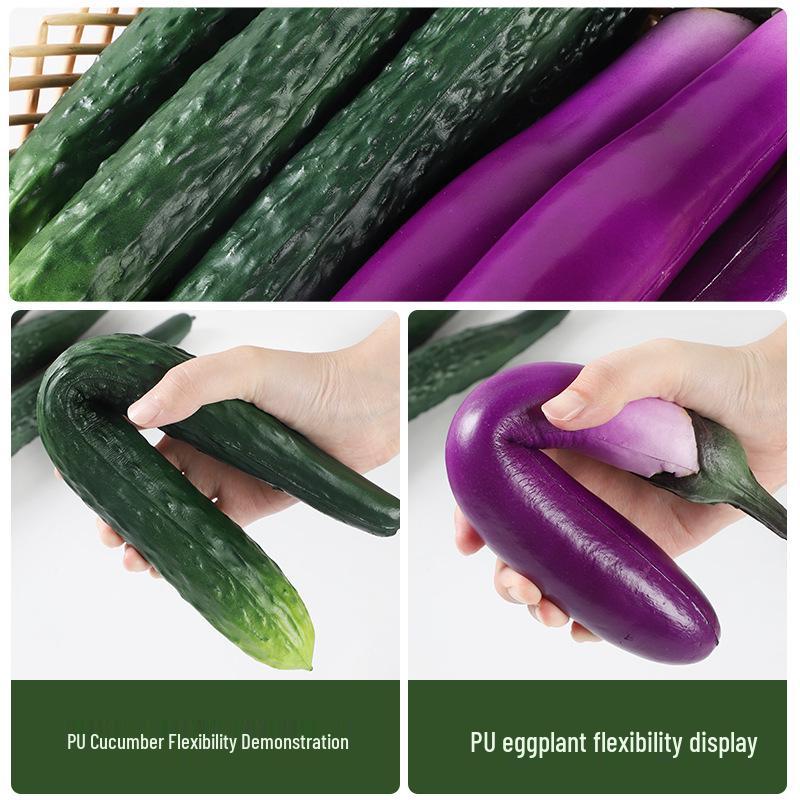 PU Foam Vegetable Props: Long Cucumber & Eggplant Models for Decoration, Film, TV, and Food Display