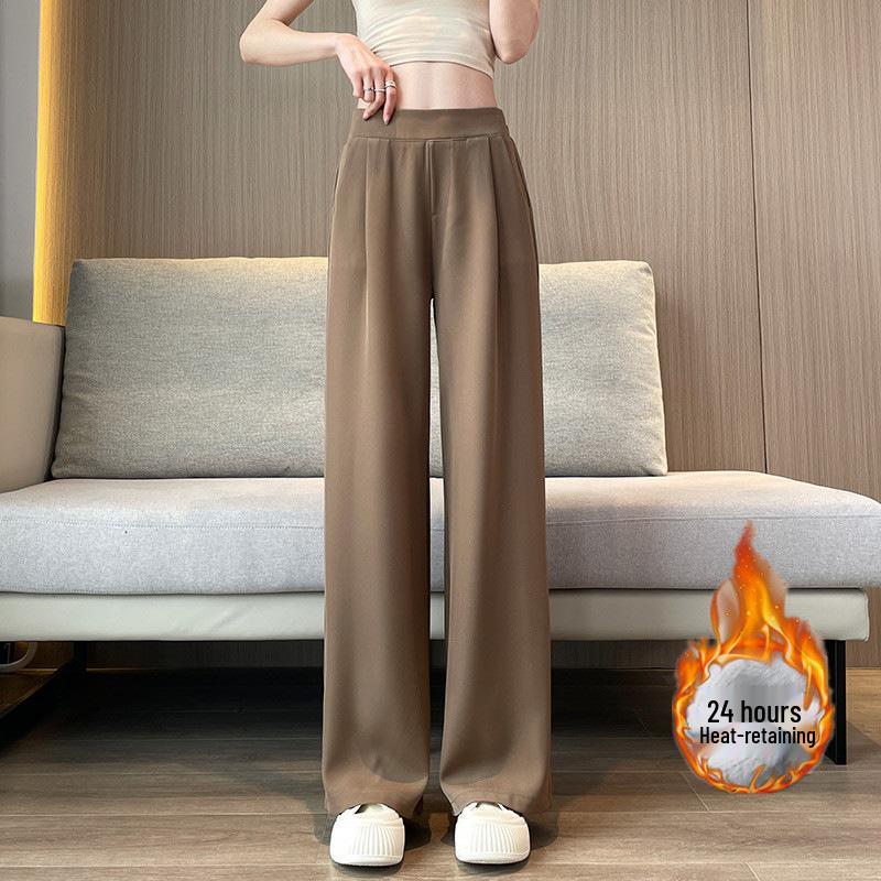 2026 Summer Women's High-Waist Korean Style Wide-Leg Slim Fit Cropped Suit Pants
