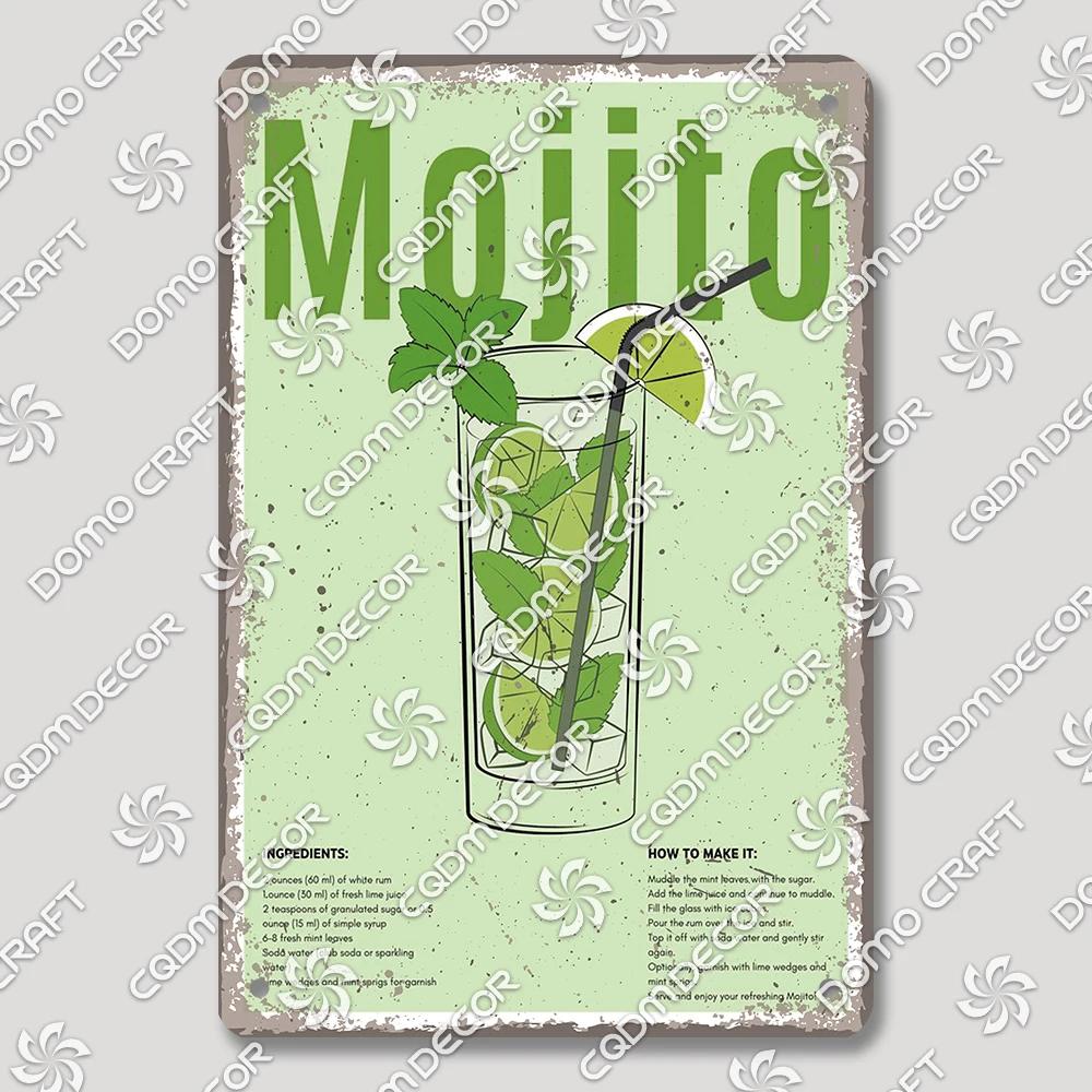 Vintage Drink Metal Tin Sign Wall Decor Mojito Margarita Aperol Spritz Negroni Limoncello  Perfect for Bar Pub Club