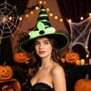 Holiday Themed Party Accessories Halloween Witch Hat for Women Girls, Large Striped Wizard Gorgeous Kids with Flower Costume Accessories, Cosplay,