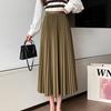 High Waist Long Women Skirt A Line Elastic Pleated Calf Length Solid Simply Classic Female Bottom Thin Summer Y2k Skirt