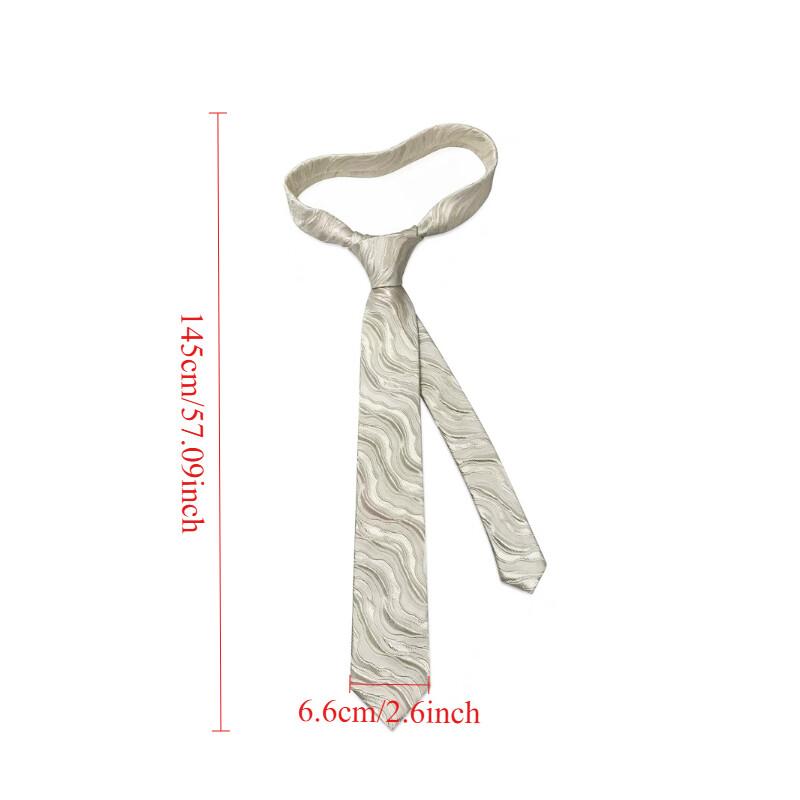 Fashion White 3D Wavy Striped Tie Jacquard Weave Slim 6CM Width Necktie Designer Mens and Women Ties