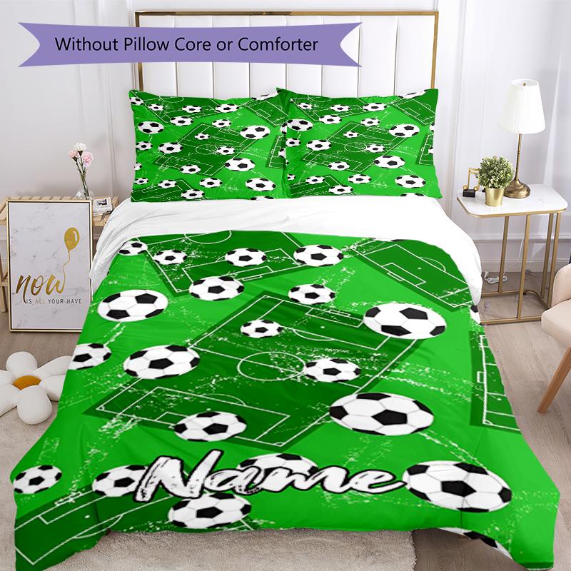3pcs Custom Name Soccer Bedding Set Duvet Cover Closure Includes 1 Duvet Cover & 2 Pillowcases, Soft and Comfortable for All Seasons.