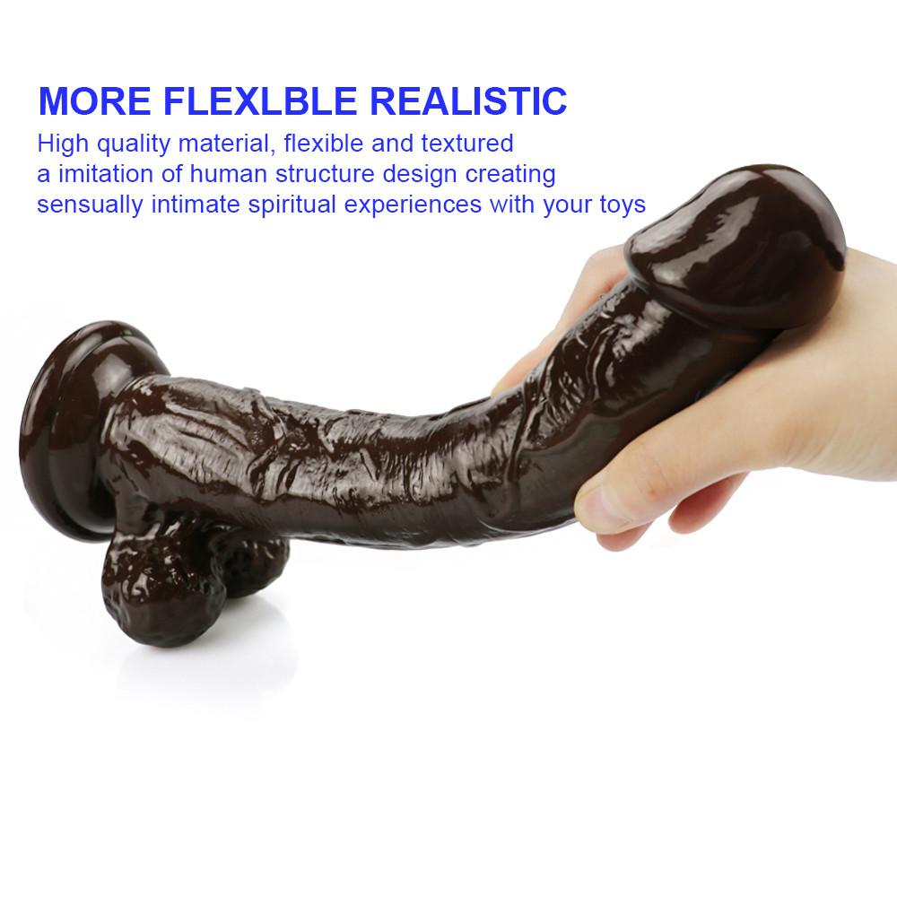 Brown Realistic Dildo for Women  Beginner Clear Dildo with Strong Suction Cup Hands-Free Play for Adult Sex Masturbator G Spot