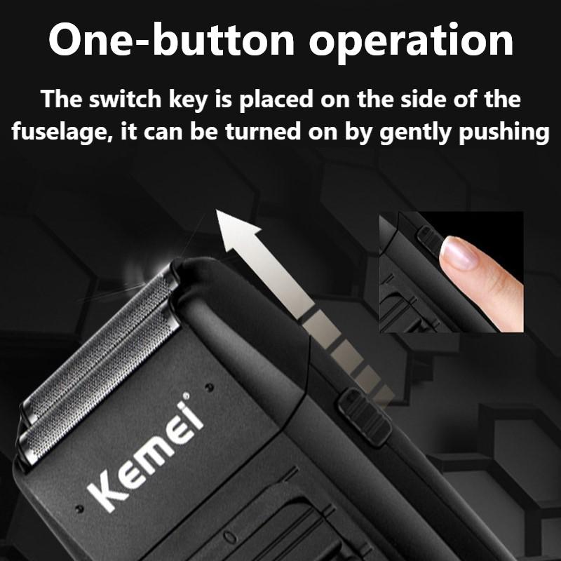 Kemei KM-1102 Rechargeable Cordless Shaver for Men Twin Blade Reciprocating Beard Razor Face Care Multifunction Strong Trimmer